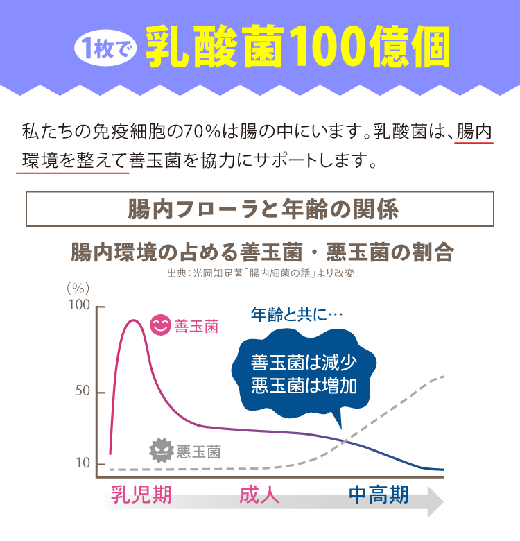 1枚に乳酸菌100億個配合